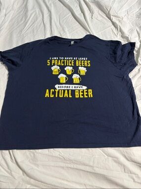 Men's Navy Short Sleeve Tee with Yellow Beer Graphic